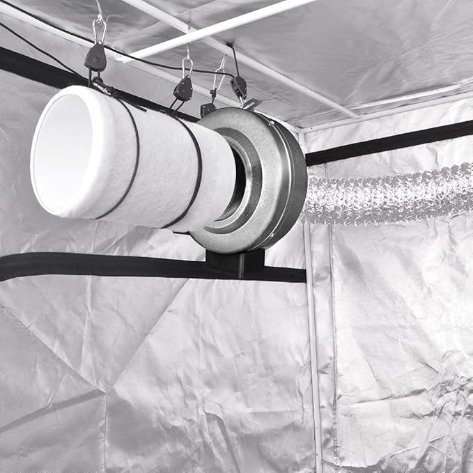 iPower 4 Inch 190 CFM Duct Inline Fan with 4" Filter 8 Feet Ducting Combo for Grow Tent Ventilation, Silver - Image 5