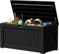 JUMMICO 120 Gallon Resin Deck Box, Large Outdoor Storage Box Waterproof & Lockable for Garden, Patio, Pools (Black) by JUMMICO