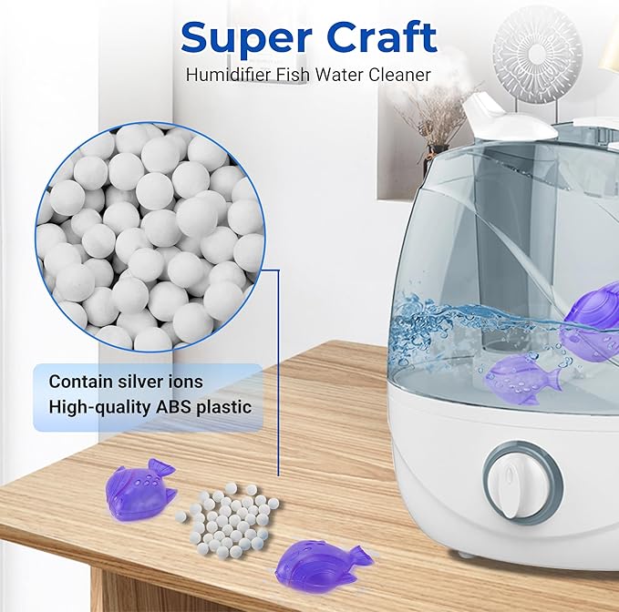 Funmit Humidifier Cleaning Fish, 12 Pack Humidifier Cleaner for Humidifiers and Fish Tanks, Purifies Water, Prevents Hard Water Build-Up, Reduces Scale, Purple - Image 2