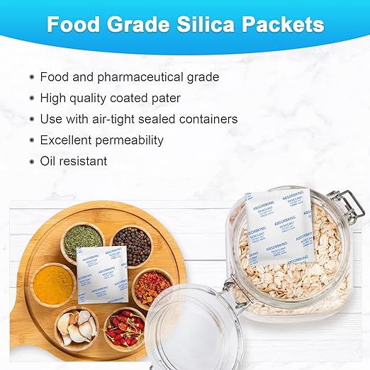 Desiccant Packs for Storage – 10 Gram 80 Packs Moisture Absorbers for Food Storage, Food Grade Silica Gel Packets, Premium Desiccant for Foods, Electronics, Jewelry, Tools, Safe - Image 4