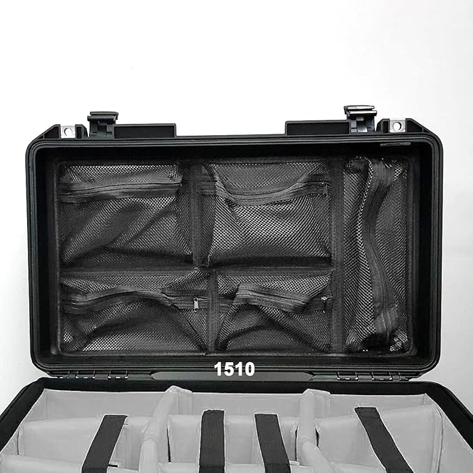 LAFENLIN Lid Organizer for Pelican 1510 Case, 5 Mesh Pockets Storage Organizer, Fits Camera Cases, Diving Dry Boxes, Hard Cases & Toolboxes – Includes Screws & Hook and Loop Strap, Durable, Shockproof by LAFENLIN-HardCaseLock