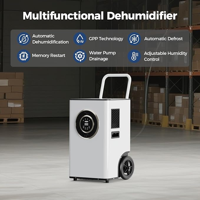 ALORAIR 145PPD Commercial Dehumidifier with Pump & Drain Hose, LGR Tech Dehumidifiers for Garage, Large Room, Basement, Industrial Space, Power-Off Memory, Sentinel Elite60X - Image 3