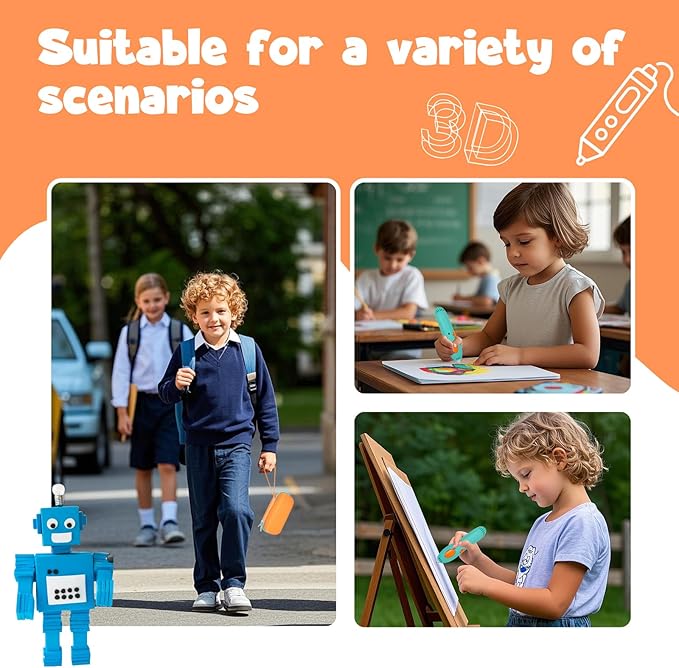 Case Compatible with 3Doodler Start+ Essentials for 3D Pen Set for Kids, Carrying Holder Fit for Printing Pens,Storage Organizer for Printing Filament Refill,Micro-USB Charger (3D-01-Orange) - Image 7