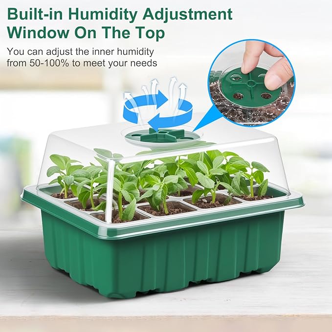 10 Pack Seed Starter Tray Seed Starter Kit (120 Cells Total Tray) with Adjustable Humidity Dome, Plant Germination Trays, Seed Starting Trays Mini Greenhouse Germination Kit for Seeds Growing Starting - Image 3