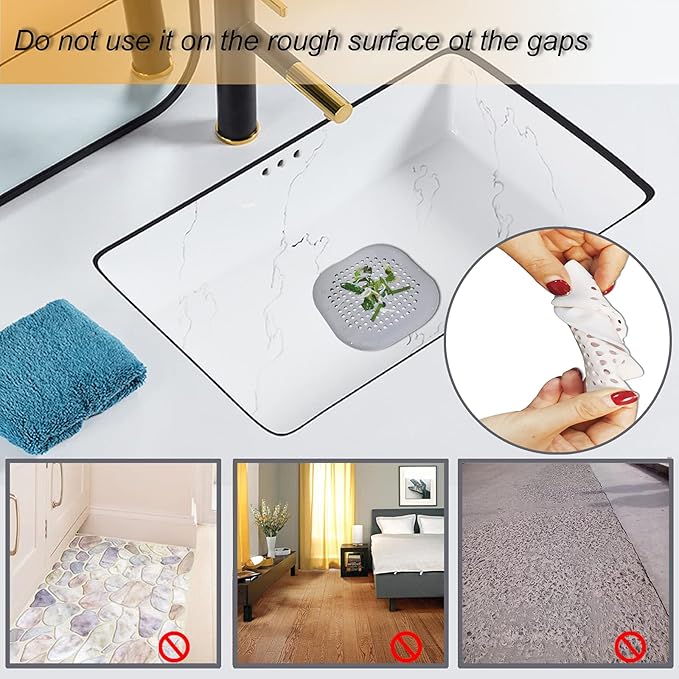 Hair Drain Catcher,Square Drain Cover for Shower Silicone Hair Stopper with Suction Cup,Easy to Install Suit for Bathroom,Bathtub,Kitchen 4 Pack (Pure White) - Image 4