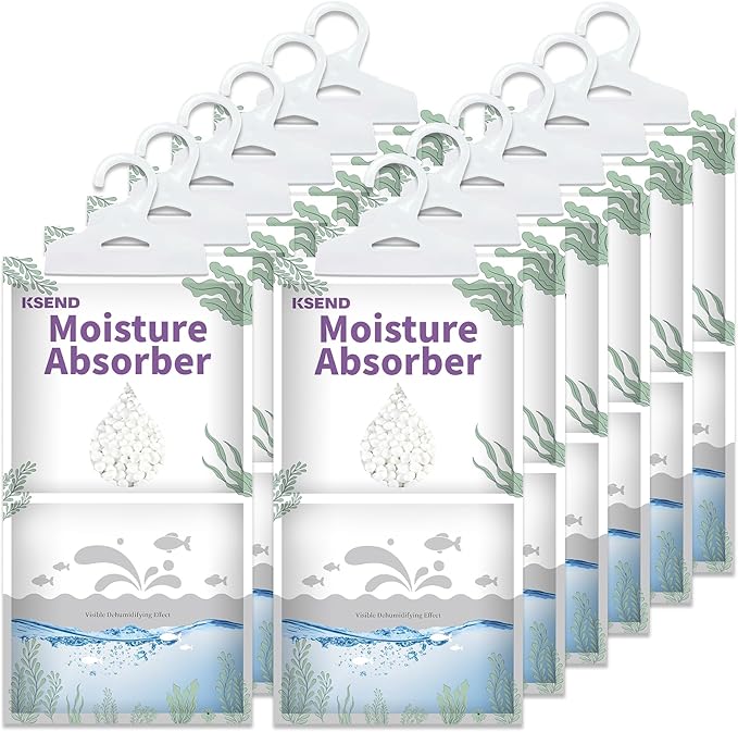 Moisture Absorbers 12 Packs - 9.8 oz Dehumidifier Bags, Portable Moisture Hanging Bags for Closet, Bathroom and Kitchen, Fragrance Free, 11.8'' x 6.3'' by Ksend