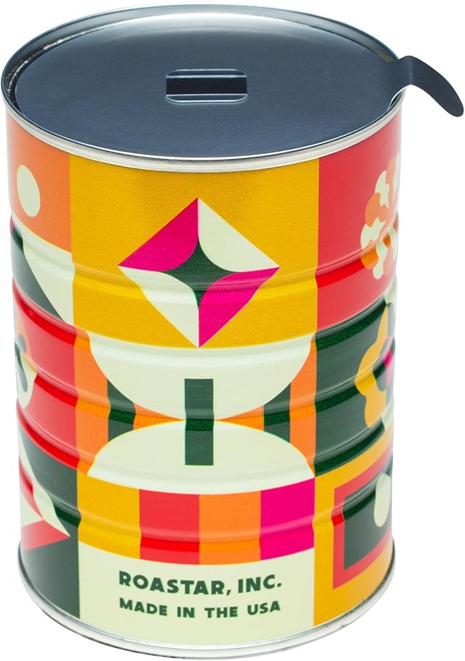 Retro Tin Can, Studio MPLS Designs, Collectable, Peel & Stick Valved End with Metal Lid, 8-12oz (4.0625 x 5.5 in) (Retro Block Design) - Image 3