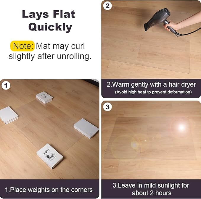 3'×3' Frosted Clear Waterproof Area Mat for Hard Floor, No Scratches Plastic Floor Mat for Litter Boxes, Spill-Resistant Easy Cleaning Floor Protector for Under Refrigerator, Plant Pots - Image 5