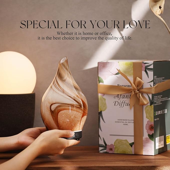 Porseme 150ml Essential Oil Diffuser Glass Color Changing Aroma Air Diffusers Aromatherapy Ultrasonic Cool Mist Humidifier 4 Running Hours Waterless Auto-Off for Sleeping Yoga Office Spa (Jupiter) - Image 6