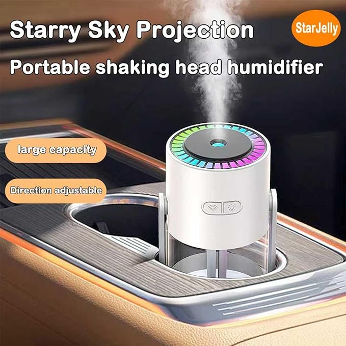 Portable Starry Sky Projection Humidifier, USB Mini Humidifier, 360° Rotating Nozzle, Colorful Lights, Anti-Clogging Technology, Ultra-Quiet Design, Suitable for Offices, Bedroom, Desktops. (02 Pink) - Image 3
