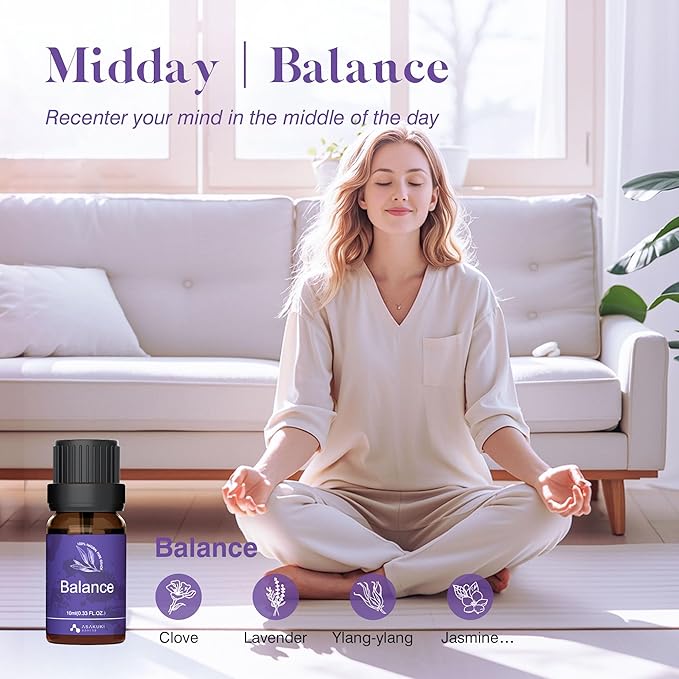 ASAKUKI Essential Oils for Diffuser – 6 Mood Essential Oil Blends (Breathe, Uplift, Sensual, Balance, Unwind, Rest) for Morning to Night Rituals, Home & Daily Use - Image 5