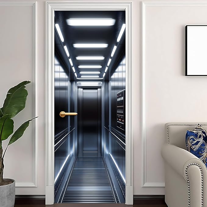 3D Door Decals Stickers Peel Stick Wall Murals Vinyl Wallpaper Self-Adhesive Mural Door Covers Decorative for Furniture Home Decor Wrinkle-Resistant Waterproof - Image 2