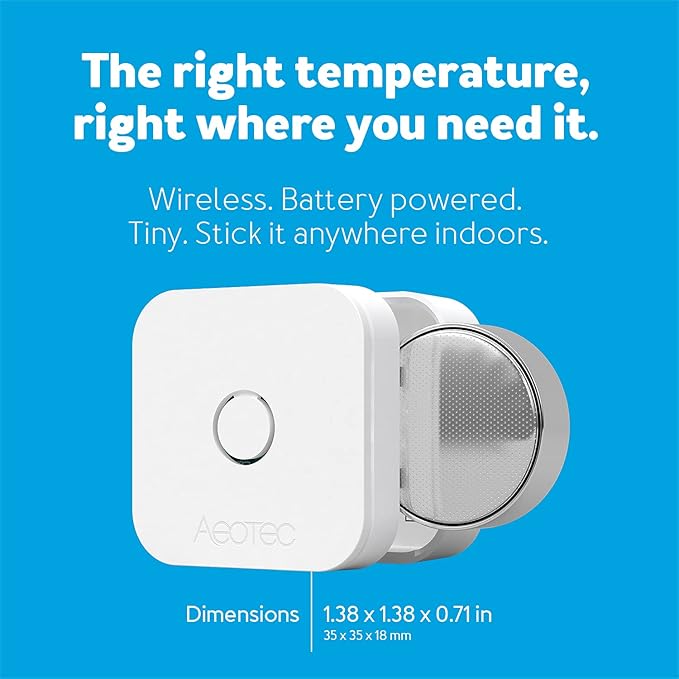Aeotec aërQ Temperature, Humidity, Dew Point Sensor - Wireless, Battery Powered, Z-Wave Hub Required (White) - Image 3