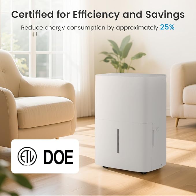 DORTALA 94.5 Pints Dehumidifier for 6000 Sq.Ft Large Rooms, Basement, Bathroom, Home Dehumidifier with Drain Hose, 2 Modes, 24H Timer, 1.4 Gal Water Tank, Auto Defrost, White - Image 8