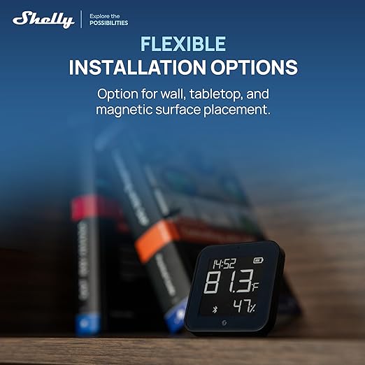 Shelly BLU H&T Display ZB Black, Bluetooth & Zigbee Operated Temperature & Humidity Levels Sensor, E-Paper Display, Home Assistant, Alexa, Google Home, Real-Time Monitoring, Long-Life Battery - Image 4