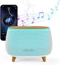 2-in-1 BT Speaker & Ultrasonic Essential Oil Diffuser,Aromatherapy Diffuser Cool Mist Humidifier with 7 Colors Lights for Large Room Home Office,400ml(White+Wooden Grain) by APOMATOT