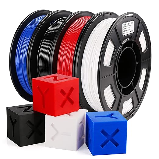 AMOLEN PETG Filament 1.75mm,PETG 3D Printer Filament Bundle,Black,White,Red,Blue Filament,3D Printing Filament Bundle,250g X 4 Spools 4 Colors Multi Color Bundle by AMOLEN