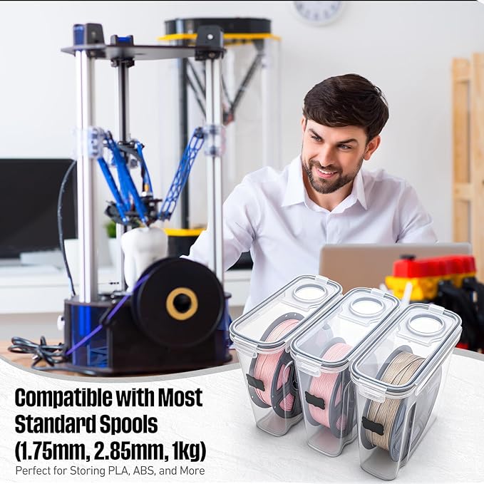 8 Pack 3D Printer Filament Storage Box - Portable Sealed Filament Container 4.0 L Water-Proof & Dust-Proof with Desiccant, Tag, Pen for Studio Office Workshop Home, Only Case Set - Image 4
