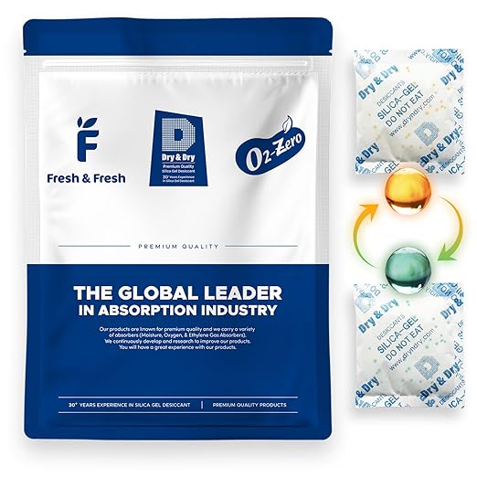Dry & Dry 50 Gram [100 Packets] Orange Indicating Silica Gel Packets Desiccants - Food Safe Silica Packs, Silica Gel, Silica Packets, Desiccant Packs for Food Storage by DryDry