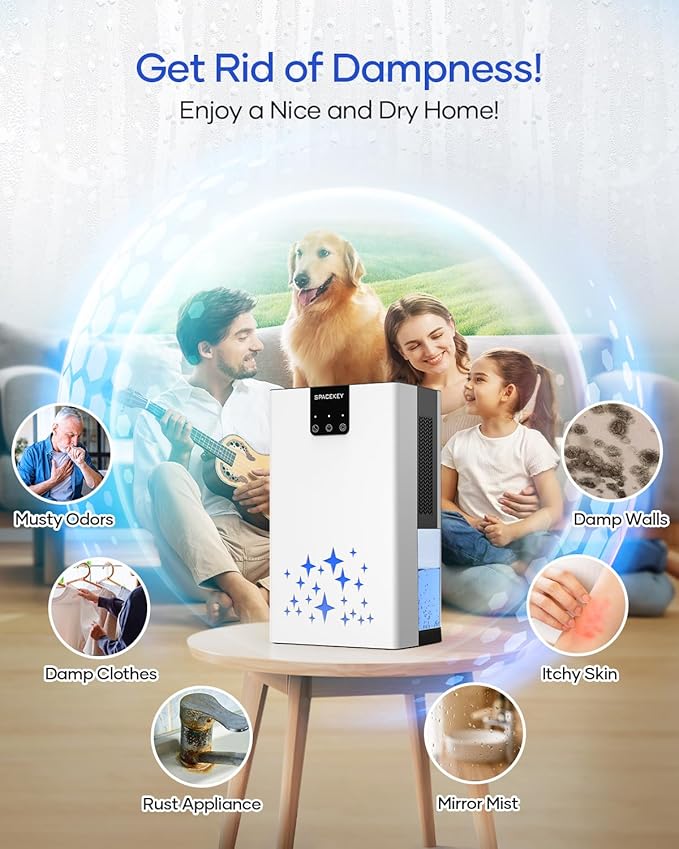 Dehumidifier, 95 OZ Water Tank Dehumidifiers for Home, 1000 sq. ft. Dehumidifier for Basement Bathroom Bedroom with Auto Shut Off, 7 Colors LED Light, Quiet Dehumidifiers with Sleep Mode, White - Image 8