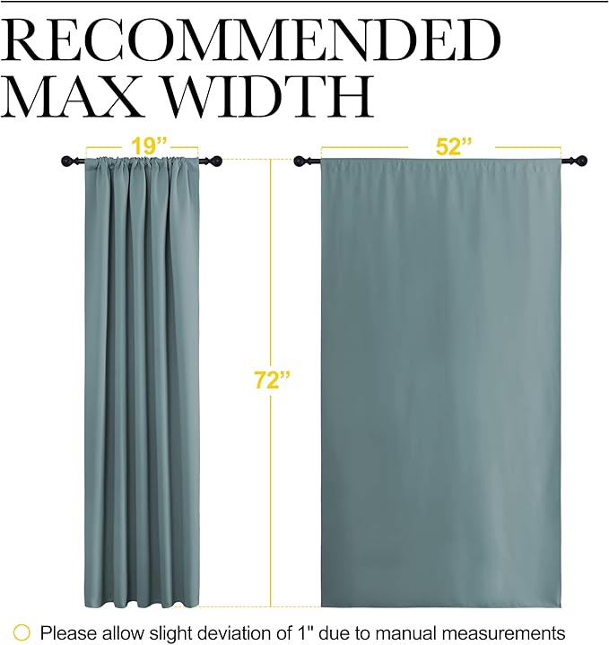 NICETOWN Greyish Blue Blackout Curtains Panels for Window, Thermal Insulated Rod Pocket Blackout Drapes/Draperies for Living Room (2 Panels, W52 x L72 inches) - Image 7