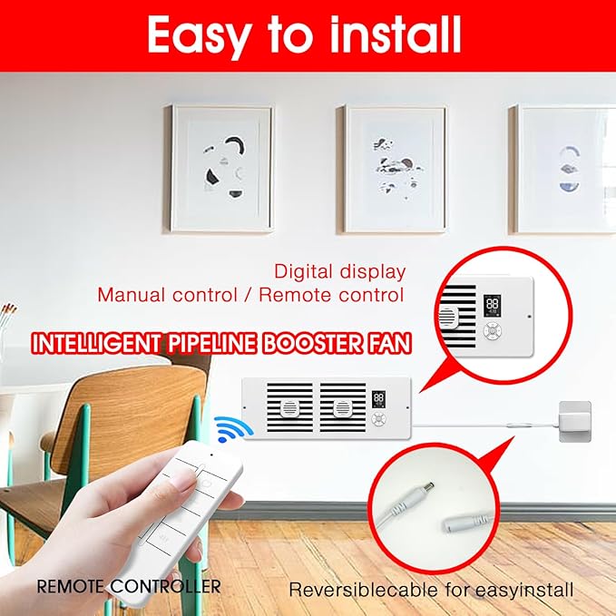 Register Booster Fan Fits 4" x 12" Register Holes, 10-Speed Smart Thermostat AC Vent Fan with Timer Setting and Aroma Function, Air Vents Fans & Heating for Wal - Image 5