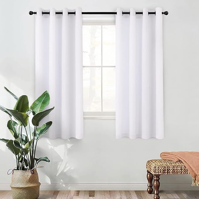 MYSKY HOME White Curtains Bedroom Curtains 63 inch Length Grommet Room Darkening Curtains for Living Room Vertical Blinds Privacy Thermal Insulated Curtains, 1 Curtain Panel, 52 x 63 Inch, Pure White - Image 8