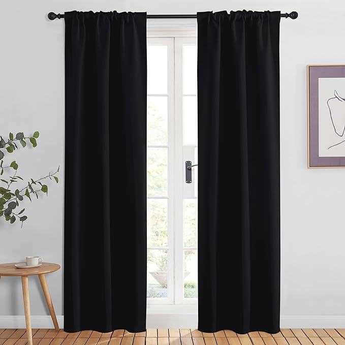 NICETOWN Halloween Black Out Curtain Panels for Bedroom - (Black Color) W34 x L84, 1 Pair, Thermal Insulated Blackout Draperies Window Treatment for Hall Room - Image 2