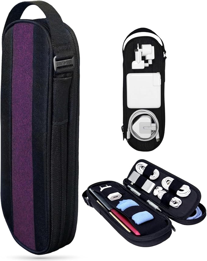 SIDE BY SIDE Electronics Organizer Travel Case for Cables, Charger, Power Bank – Tech Bag for MacBook Accessories, Adapter – Slim Cord Organizer Bag with Gift Box for Travel & Daily Use by SIDEBYSIDE