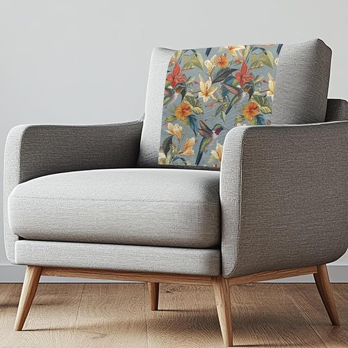 Hummingbird Armrest Cover Non-Slip Headrest Protector Stain Resistant Fabric Floral Pattern Protective Cover for Sofa Couch Theater Seat Folding Furniture Headrest Cover Easy to Install by Unknown