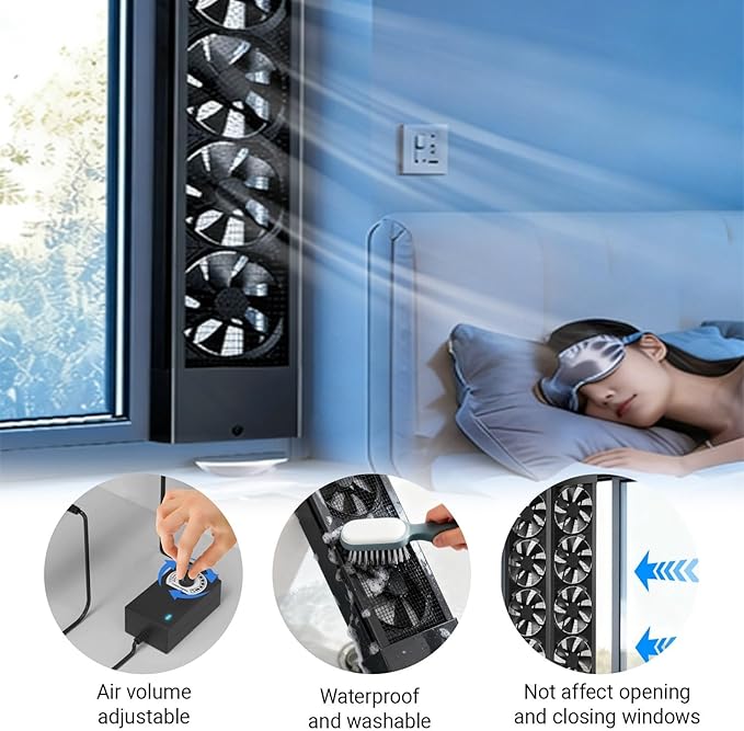 Vertical Window Exhaust Fan for Sliding Windows, Retractable Window Exhaust Fan, Dual Mode Airflow Exhaust Intake Variable Speed Control for Livingroom & Bathroom(White,23.6-25.6) - Image 6