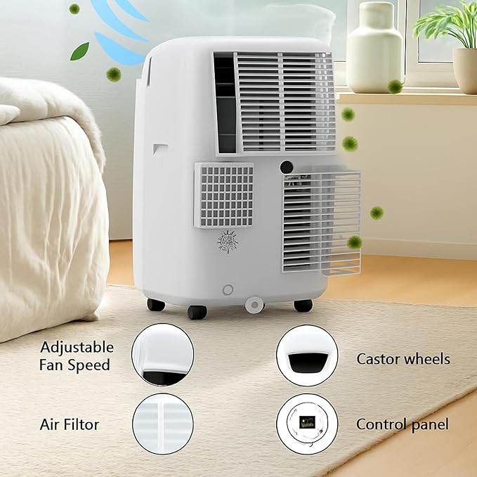 GAOMON 10,000 BTU Portable Air Conditioner for Bedroom & Small Rooms - 3-in-1 Energy-Efficient AC Unit with Remote Control, 24H Timer, Quiet Operation & Fast Cooling, Compact Design for Dorm/Office - Image 8