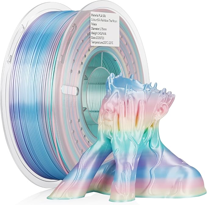 LANDU Silk PLA 3D Printer Filament Multicolor Rainbow PLA Filament 1.75mm Gradient Color Changing Filament 1kg (2.2lbs) Dimensional Accuracy +/- 0.02 mm Silk Rainbow Filament by LANDU