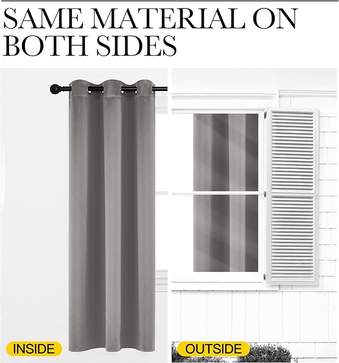 NICETOWN Room Darkening Cafe Satin Curtains for Small Windows, 42" Wide by 63" Long, 2 Panels, Chrome Gray, Grommet Privacy Blackout Drapes for Play Room - Image 6
