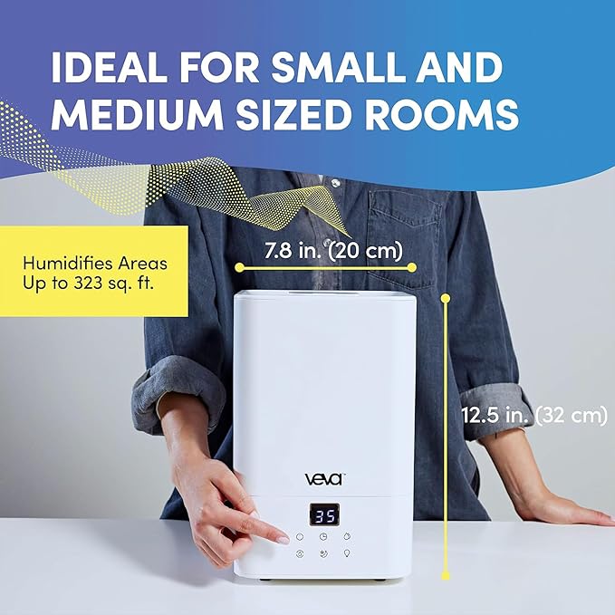 VEVA Humidifiers for Bedroom Large Room 4.5L, Cool Mist Water Vaporizer Essential Oil Diffuser, Quiet Humidifiers for Baby, Covers up to 323 Sq. Ft. - Image 2