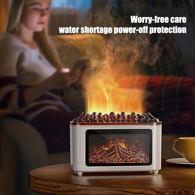 Aroma Diffuser with Fireplace Effect | 160 ml Ultrasonic Quiet Humidifier with 7 Flame Colours | Oil Diffuser – for Office Bathroom Car Spa Room Yoga Meditation Classroom Hotel - Image 9