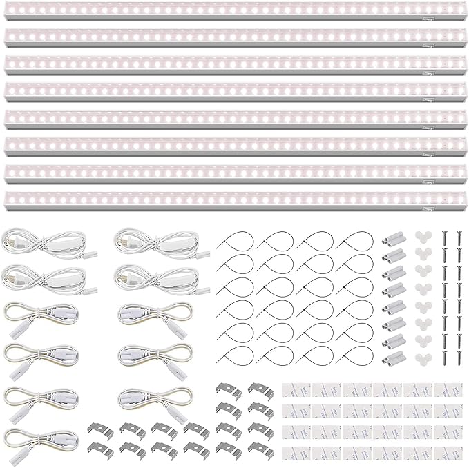 Barrina T5 Grow Lights, Full Spectrum, 4ft 160W (8 x 20W, 1000W Equivalent), LED Grow Light Bulbs, Plant Lights for Indoor Plants, Greenhouse, Plug and Play, Pinkish White, 8-Pack by Barrina