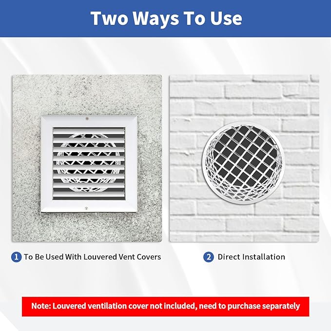 4" PVC Termination Vent Mesh Cap, 304 Stainless Steel Dryer Vent Screen Outdoor, PVC Roof Vent Cap, High Airflow Built-in Grill, 3.75" to 3.85" Conical Net, for 4in Dryer Vent Hose, Exhaust Vent Mesh - Image 6