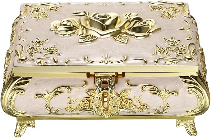 Hipiwe Jewelry Storage Chest Rectangular Keepsake Storage Box Trinket Decorative Box for Rings Earrings Holder Gift for Women, Large - Image 9