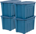 IRIS USA 20 Gallon Eco-Friendly Heavy Duty Storage Totes with Easy-Grip Handles, 4 Pack - Large Bins with Lids Garage Organizing Tubs, Durable Stackable Utility Containers, Made in USA - Navy by IRISUSA