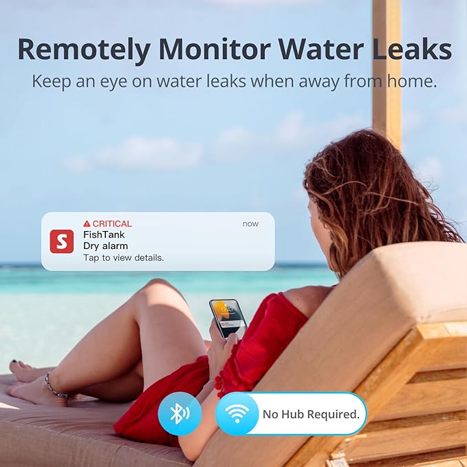 SwitchBot WiFi Water Leak Detector, Smart Water Sensor with 100dB Adjustable Alarm&App Alerts, IP67 Waterproof, Detector for Home with 3.28ft Sensing Cable, No Hub Required (Support 2.4G) (3, White) - Image 3
