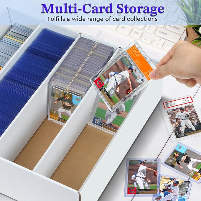 4 Pack Trading Card Storage Box - 4 Rows, Cardboard Storage Box holds 900+ Top Loaders, Graded Card Holder Organizer Case fits PSA/HGA Slabs - Image 5