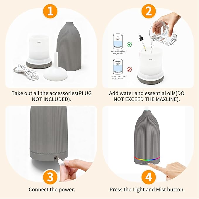 URPOWER 100ML Essential Oil Diffuser Ultrasonic Cool Mist Humidifier with 7 LED Lights, Timer & Auto-Off Quiet Aromatherapy Scent Diffuser for Home Bedroom Office Relaxation - Image 7