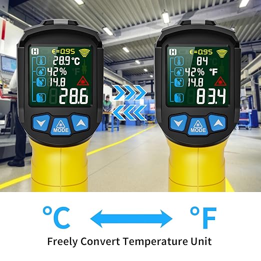 MESTEK Infrared Thermometer Gun -58°F to 1472°F, Digital Temperature Gun/K-Type Probe -14°F~932°F, Humidity Sensor, IR Laser Temp Gun with Color LCD for Cooking Pizza Oven BBQ HVAC Home-Industrial - Image 7