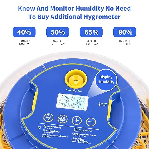 18 Egg Incubator with Auto Turn & Humidity Control, 360° View Poultry Hatcher for Chicken/Duck/Turkey/Quail Eggs - Incubator for Hatching Eggs - Image 5