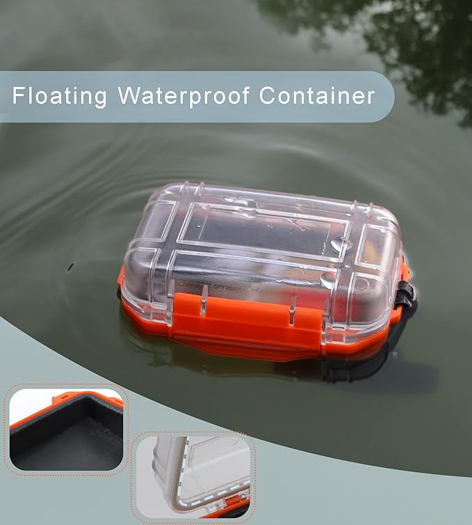 Small Waterproof Box Mini Dry Box Waterproof Container Watertight Storage Case Small Waterproof Boxes for Kayaking Boating Orange Drybox, 5.5" L x 4" W x 2.4" H - Image 3