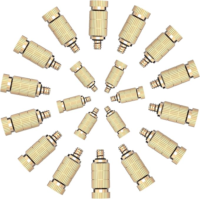 Brass Anti-drip Fogging Spray Head Outdoor Cooling System, 0.012" Orifice (0.3mm) 10/24 UNC Thread Misting Nozzle, 20 Pcs by SdeNow