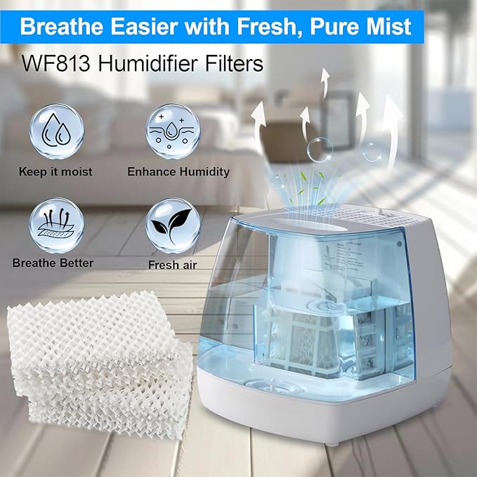 WF813 Humidifier Filter Replacement for Equate EQWF813/EQ-2119-UL, Relion RCM-832/RCM-832N, Procare PCWF813/PCCM-832N Cool Mist Humidifier Wick Filters 4 Pack - Image 4