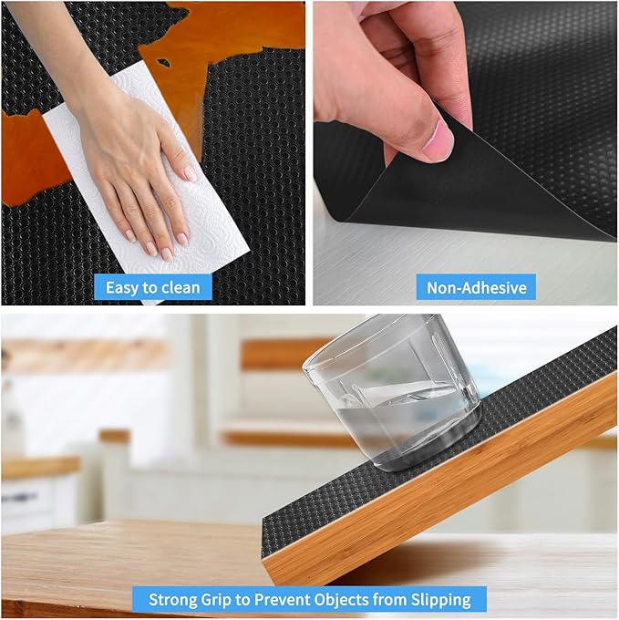 Bloss Shelf Liners, Black Drawer Liner 24×118 inch, Non Adhesive EVA Drawer Mat Liners Roll for Bathroom, Kitchen, Desks, Deco Shelves - Image 5