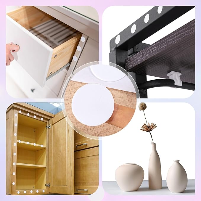 160 Pcs Small Felt Furniture Pads, Self-Adhesive EVA Foam Dot Circles, Round Felt Furniture Stickers for Desks Drawers Vases Photo Frames Cabinets Doors Candlesticks - White (1.18") - Image 7